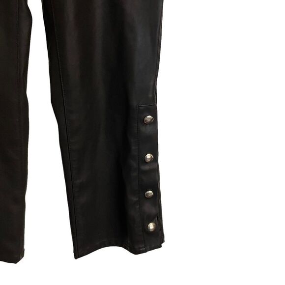 Blank NYC Varick Reade Classic Skinny Kick Boot Snap Crop Faux Leather Pants 25 - Picture 4 of 7